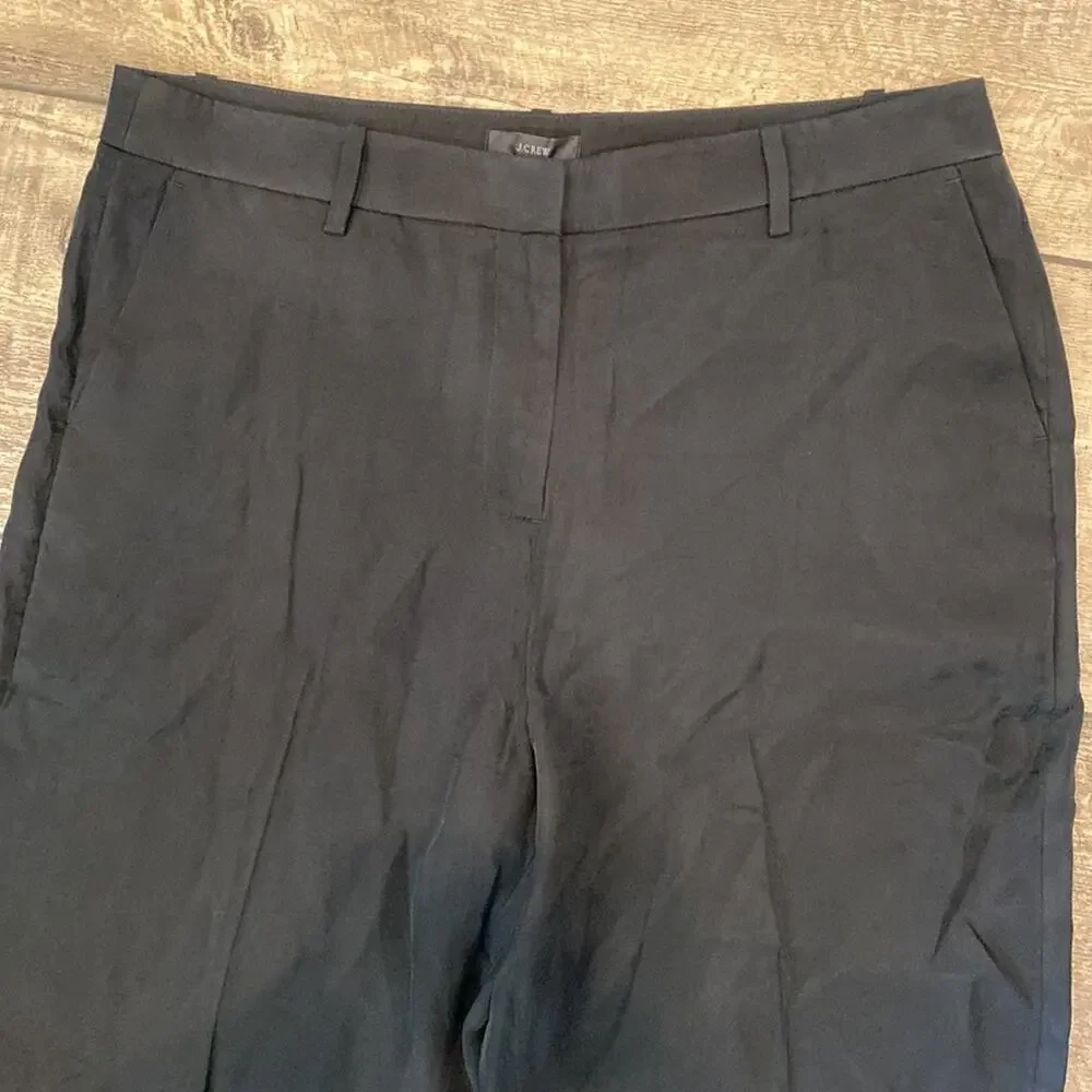 NWT J CREW Black Hi Waist Wide Leg Cupro Viscose Trouser 14